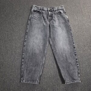 GAP Women's Size 25 Petite Barrel Jean High Rise Gray Denim Grunge Stone Wash